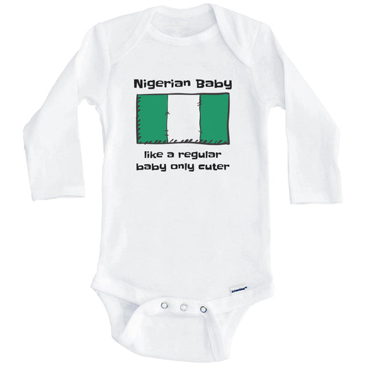 Nigerian Baby Like A Regular Baby Only Cuter Funny Nigeria Flag Baby Bodysuit (Long Sleeves)