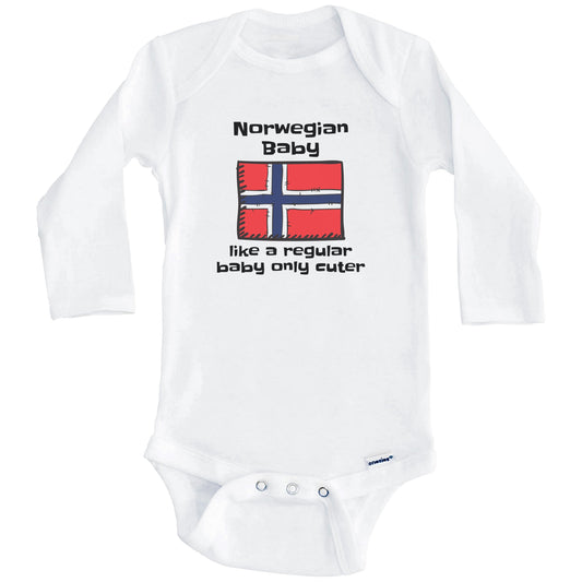 Norwegian Baby Like A Regular Baby Only Cuter Funny Norway Flag Baby Bodysuit (Long Sleeves)