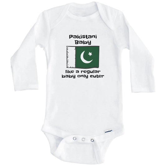 Pakistani Baby Like A Regular Baby Only Cuter Funny Pakistan Flag Baby Bodysuit (Long Sleeves)