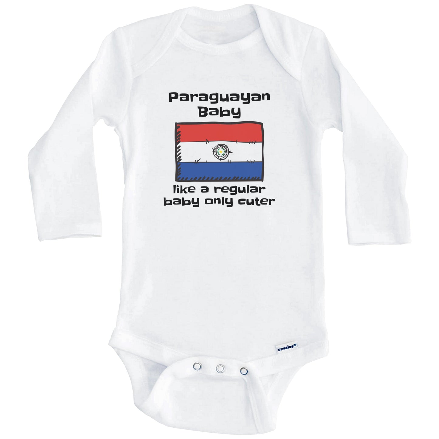 Paraguayan Baby Like A Regular Baby Only Cuter Funny Paraguay Flag Baby Bodysuit (Long Sleeves)