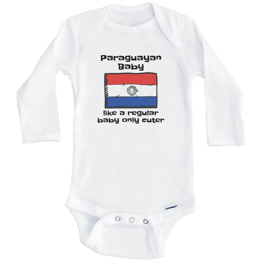 Paraguayan Baby Like A Regular Baby Only Cuter Funny Paraguay Flag Baby Bodysuit (Long Sleeves)
