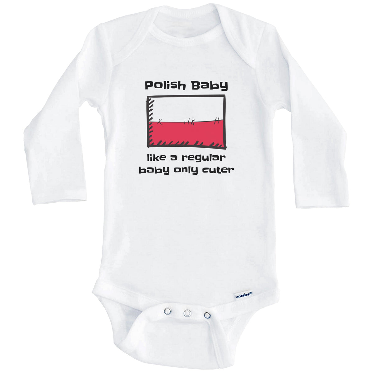 Polish Baby Like A Regular Baby Only Cuter Funny Poland Flag Baby Bodysuit (Long Sleeves)
