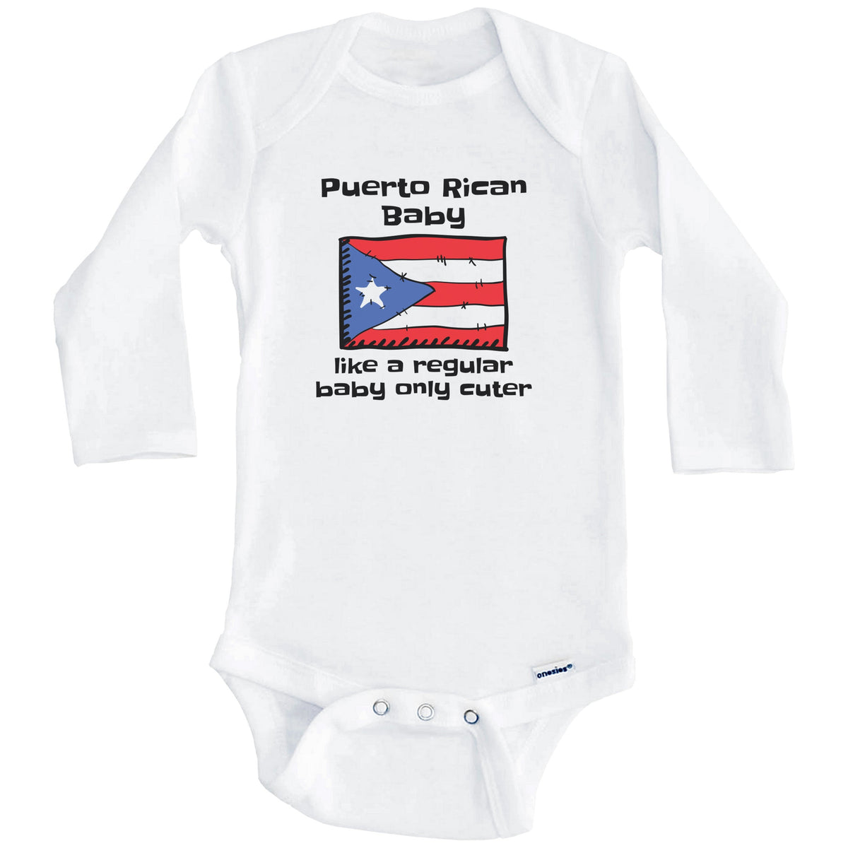 Puerto Rican Baby Like A Regular Baby Only Cuter Funny Puerto Rico Flag Baby Bodysuit (Long Sleeves)