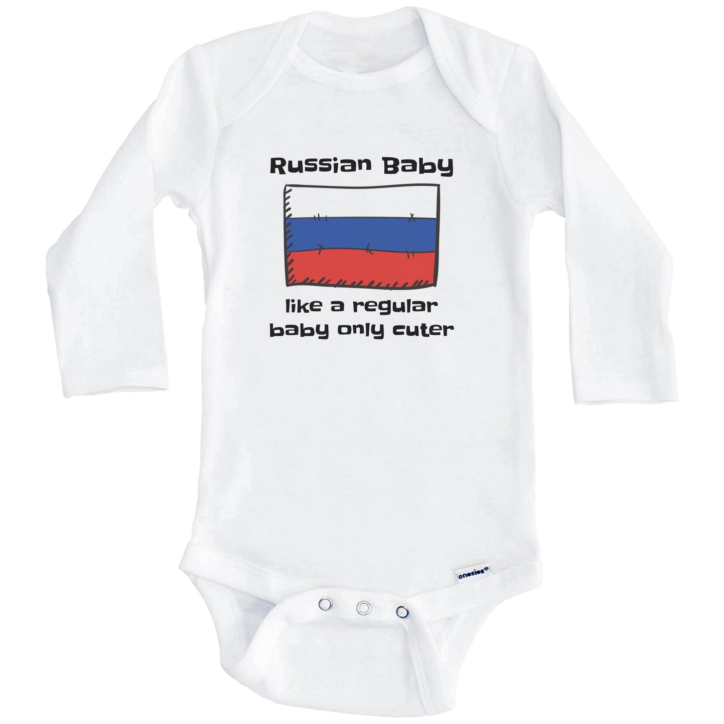 Russian Baby Like A Regular Baby Only Cuter Funny Russia Flag Baby Bodysuit (Long Sleeves)
