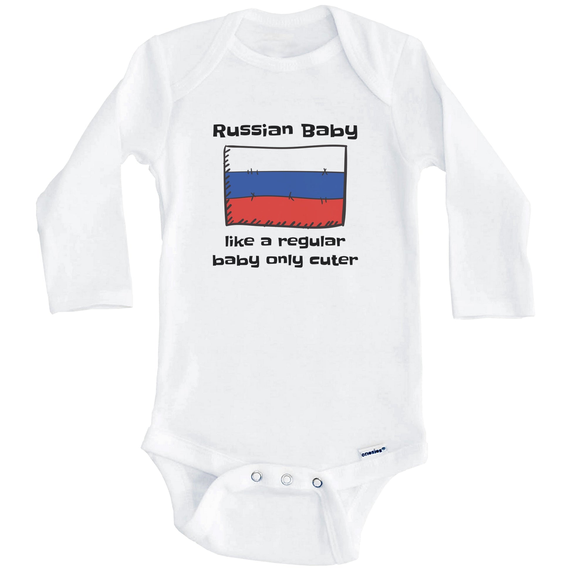 Russian Baby Like A Regular Baby Only Cuter Funny Russia Flag Baby Bodysuit (Long Sleeves)