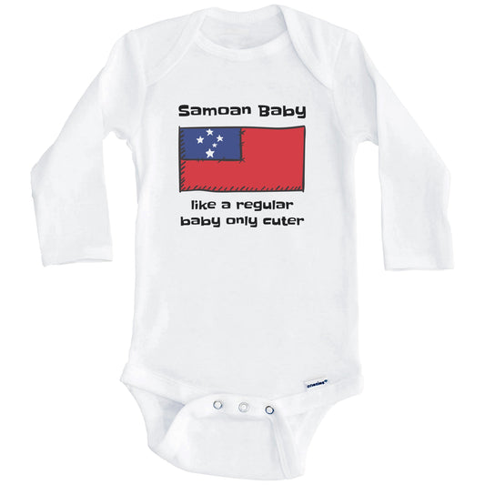 Samoan Baby Like A Regular Baby Only Cuter Funny Samoa Flag Baby Bodysuit (Long Sleeves)