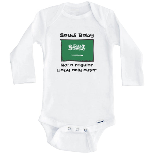 Saudi Baby Like A Regular Baby Only Cuter Funny Saudi Arabia Flag Baby Bodysuit (Long Sleeves)