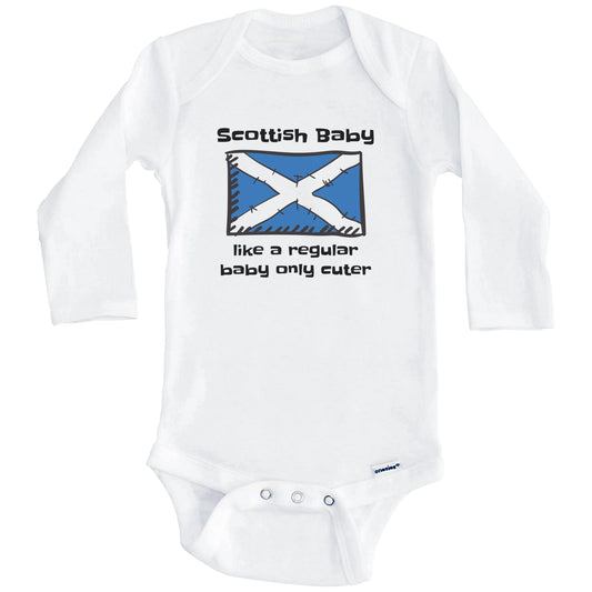 Scottish Baby Like A Regular Baby Only Cuter Funny Scotland Flag Baby Bodysuit (Long Sleeves)