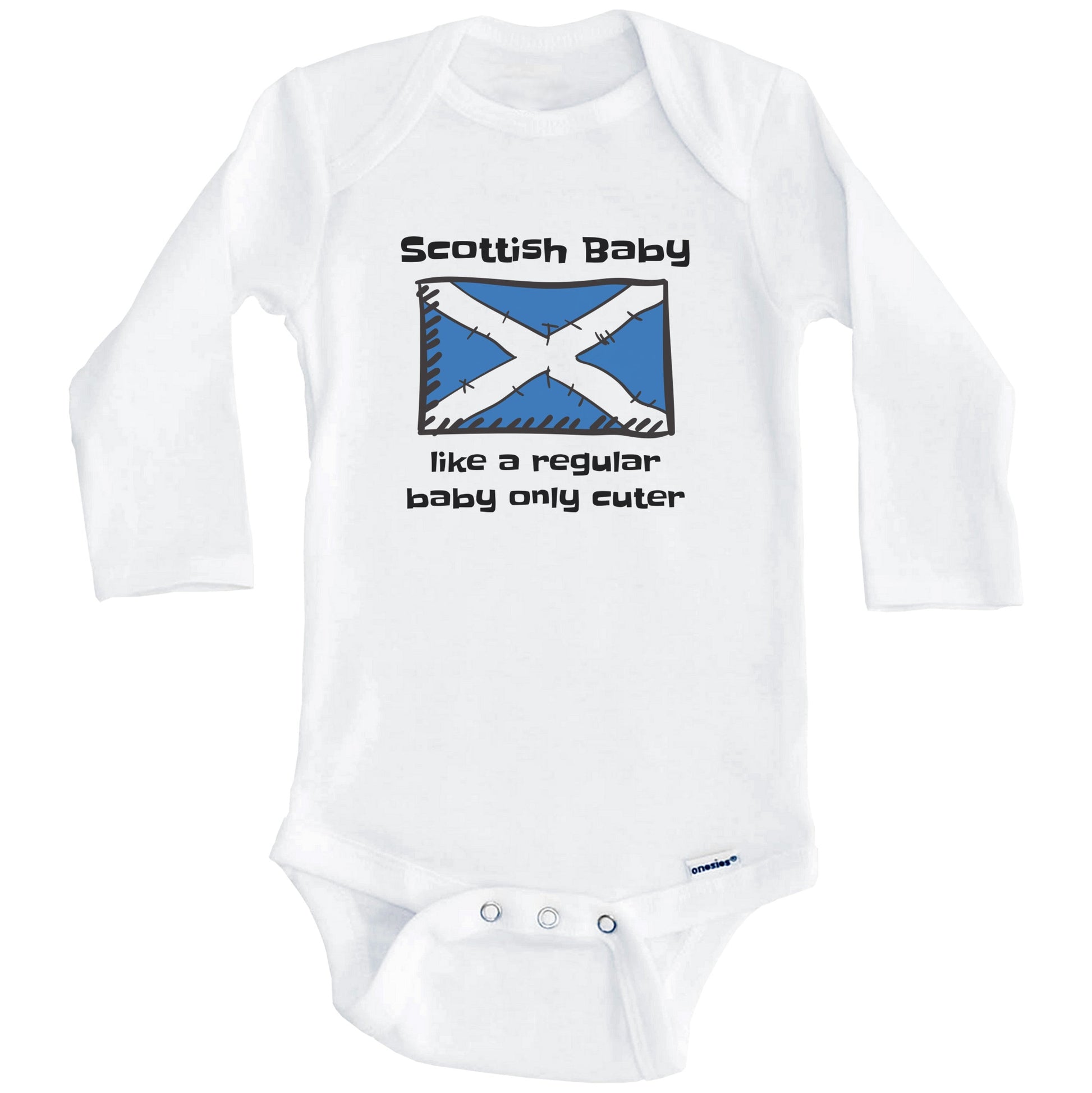 Scottish Baby Like A Regular Baby Only Cuter Funny Scotland Flag Baby Bodysuit (Long Sleeves)