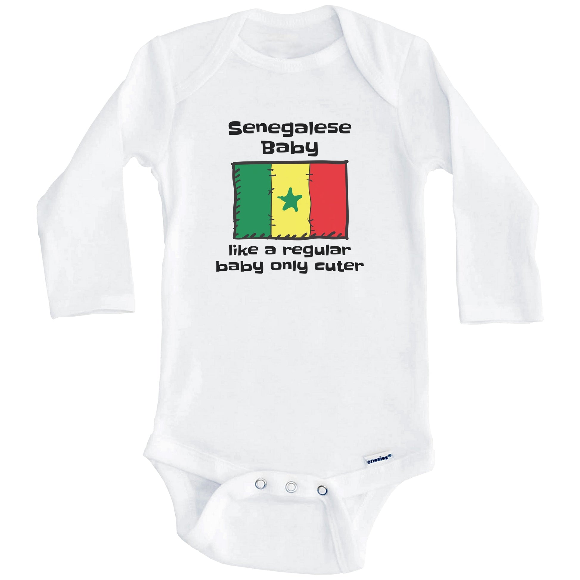 Senegalese Baby Like A Regular Baby Only Cuter Funny Senegal Flag Baby Bodysuit (Long Sleeves)