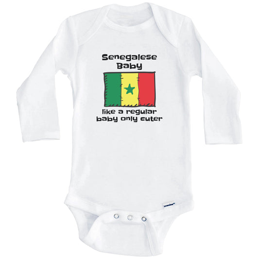 Senegalese Baby Like A Regular Baby Only Cuter Funny Senegal Flag Baby Bodysuit (Long Sleeves)
