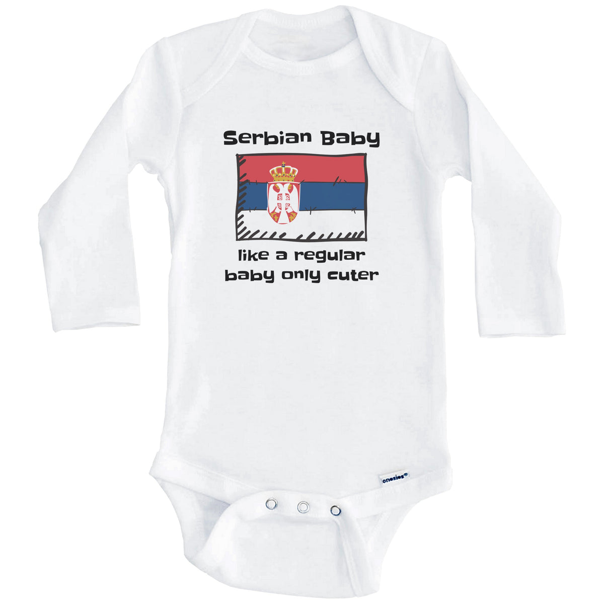 Serbian Baby Like A Regular Baby Only Cuter Funny Serbia Flag Baby Bodysuit (Long Sleeves)