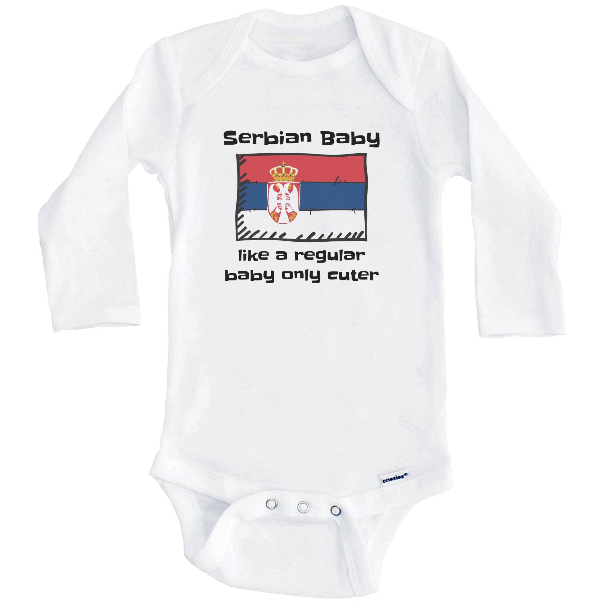 Serbian Baby Like A Regular Baby Only Cuter Funny Serbia Flag Baby Bodysuit (Long Sleeves)