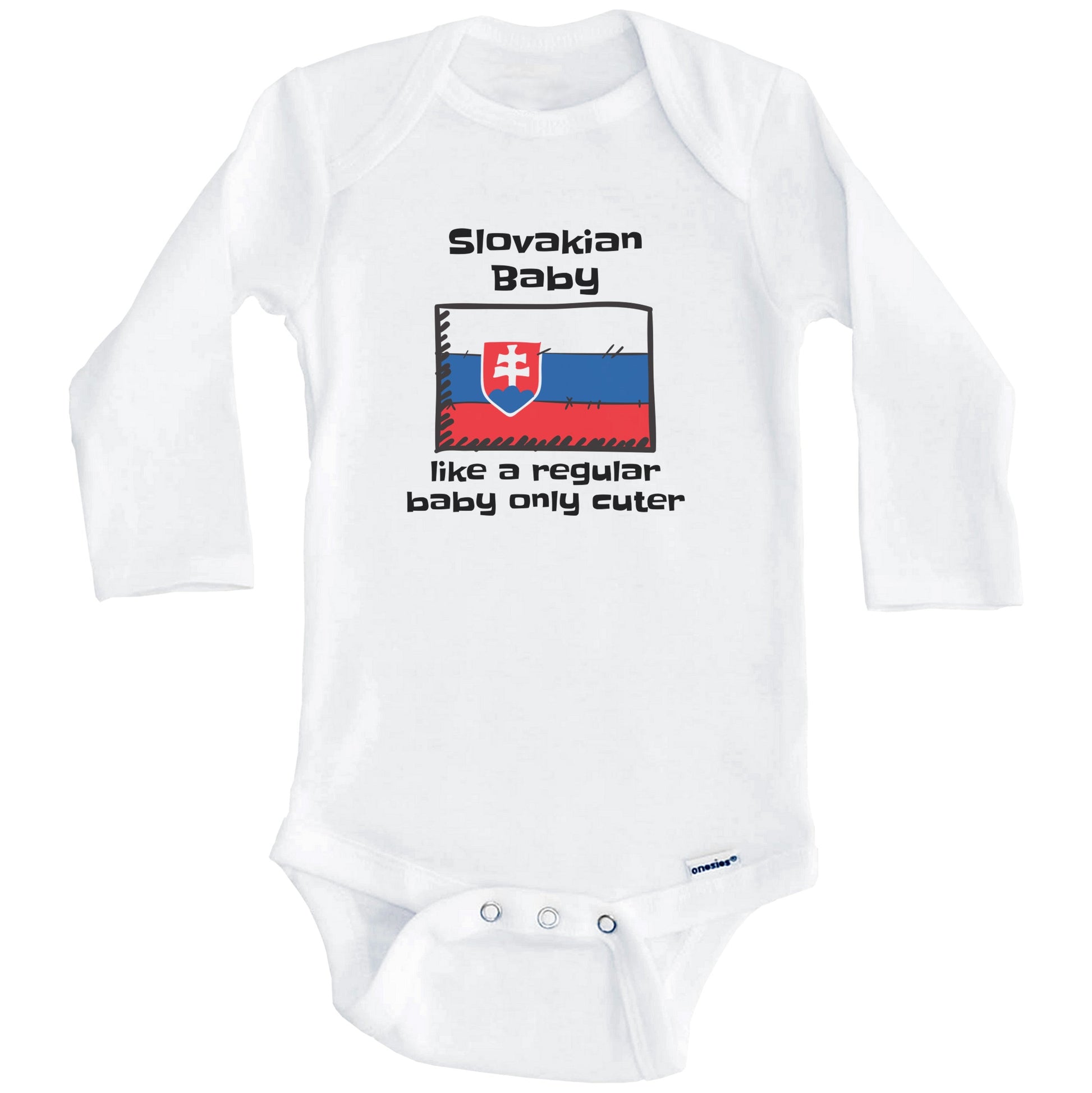 Slovakian Baby Like A Regular Baby Only Cuter Funny Slovakia Flag Baby Bodysuit (Long Sleeves)