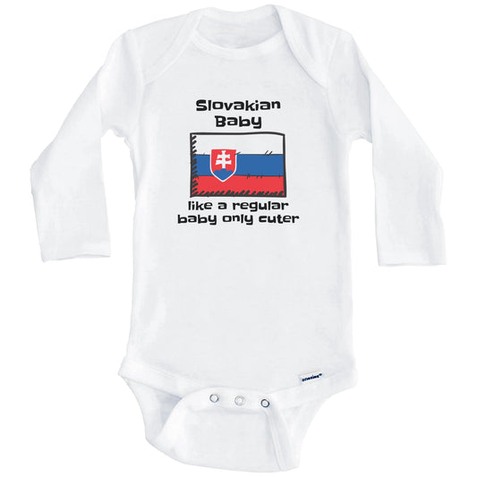 Slovakian Baby Like A Regular Baby Only Cuter Funny Slovakia Flag Baby Bodysuit (Long Sleeves)