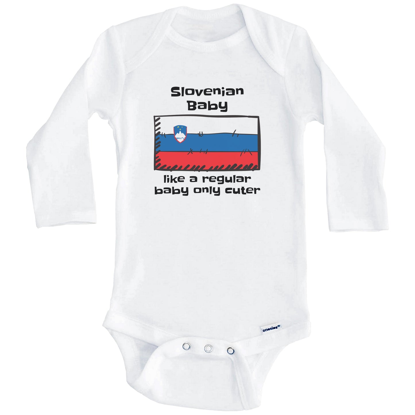 Slovenian Baby Like A Regular Baby Only Cuter Funny Slovenia Flag Baby Bodysuit (Long Sleeves)
