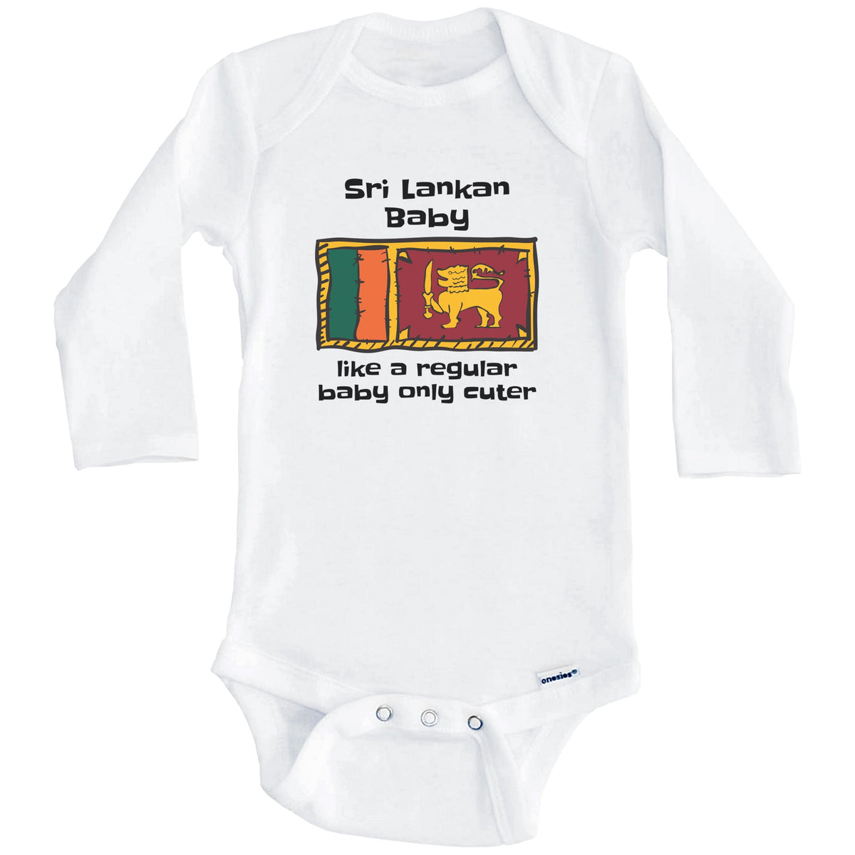 Sri Lankan Baby Like A Regular Baby Only Cuter Funny Sri Lanka Flag Baby Bodysuit (Long Sleeves)