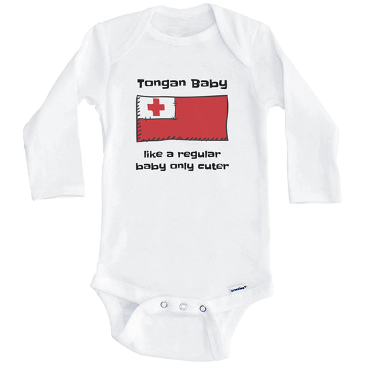 Tongan Baby Like A Regular Baby Only Cuter Funny Tonga Flag Baby Bodysuit (Long Sleeves)