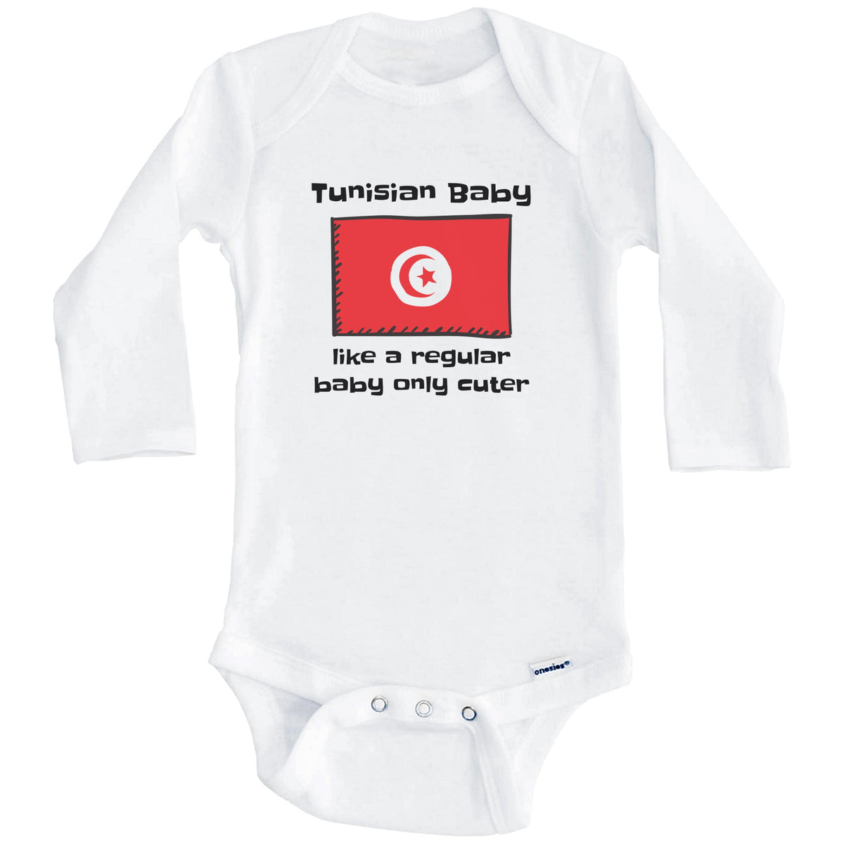 Tunisian Baby Like A Regular Baby Only Cuter Funny Tunisia Flag Baby Bodysuit (Long Sleeves)