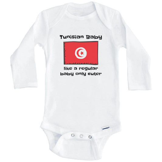 Tunisian Baby Like A Regular Baby Only Cuter Funny Tunisia Flag Baby Bodysuit (Long Sleeves)