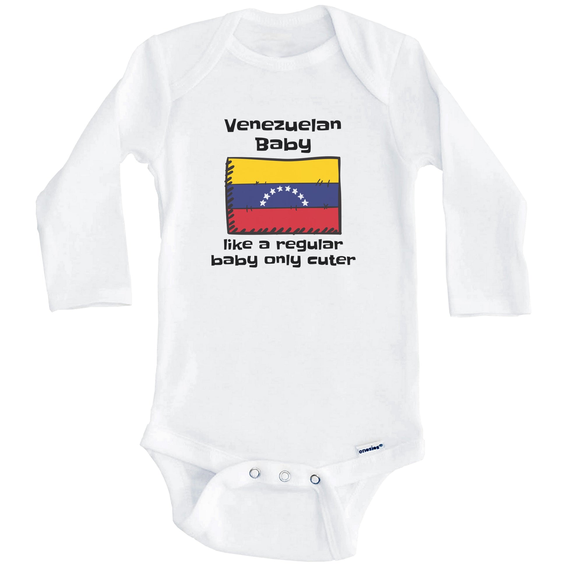 Venezuelan Baby Like A Regular Baby Only Cuter Funny Venezuela Flag Baby Bodysuit (Long Sleeves)