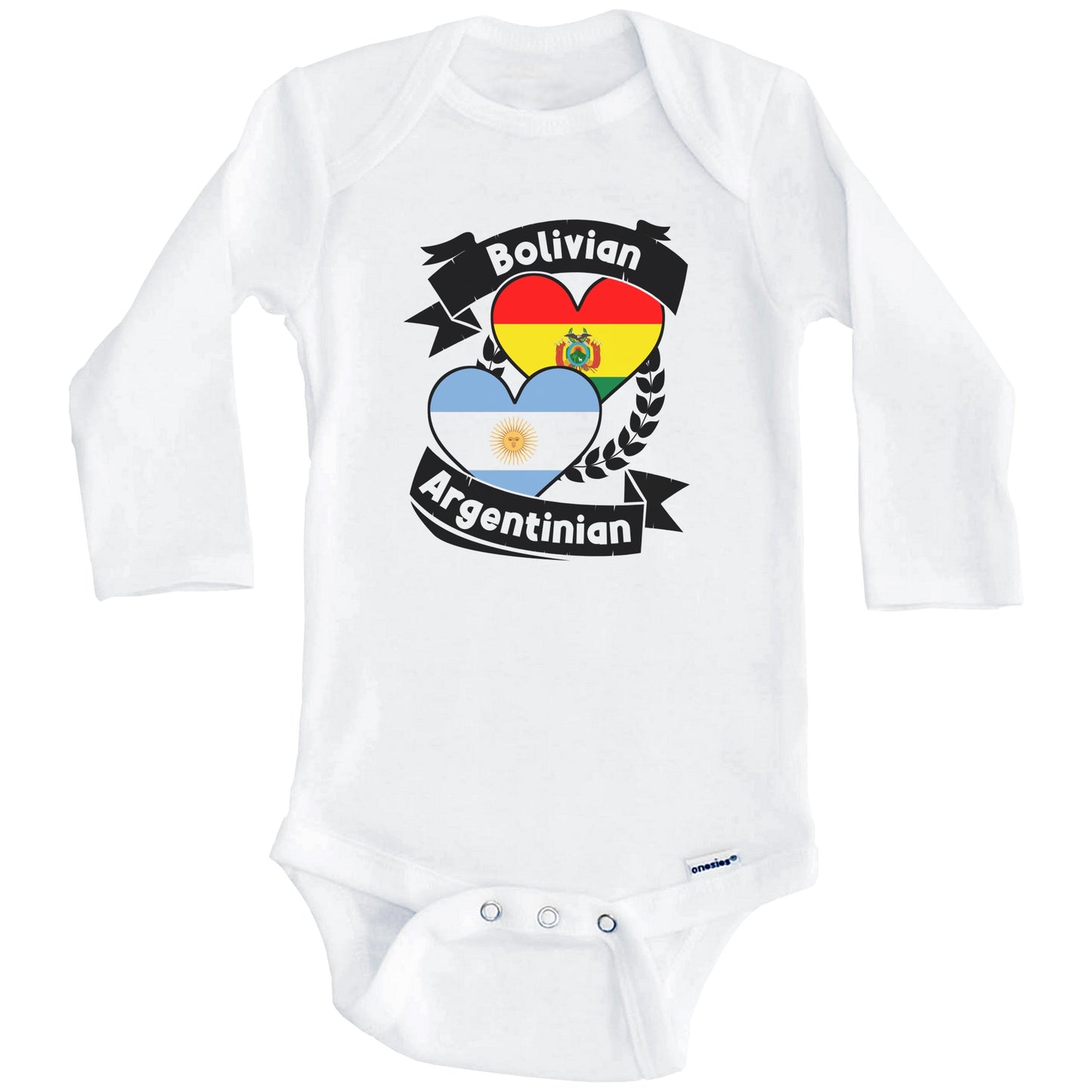 Bolivian Argentinian Heart Flags Bolivia Argentina Baby Bodysuit (Long Sleeves)