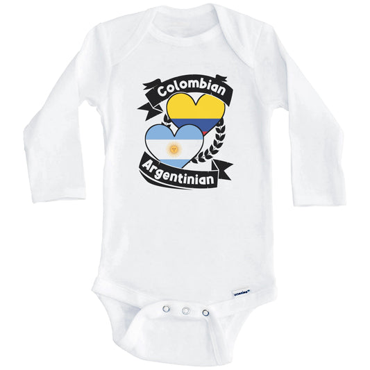 Colombian Argentinian Heart Flags Colombia Argentina Baby Bodysuit (Long Sleeves)