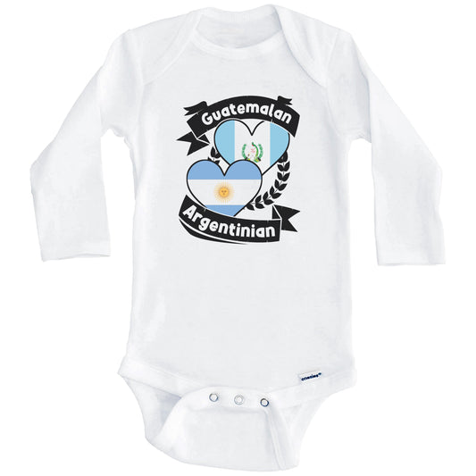 Guatemalan Argentinian Heart Flags Guatemala Argentina Baby Bodysuit (Long Sleeves)