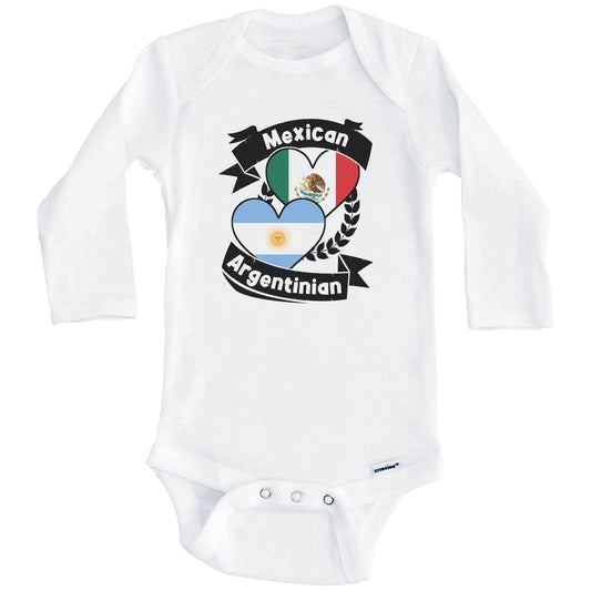 Mexican Argentinian Heart Flags Mexico Argentina Baby Bodysuit (Long Sleeves)