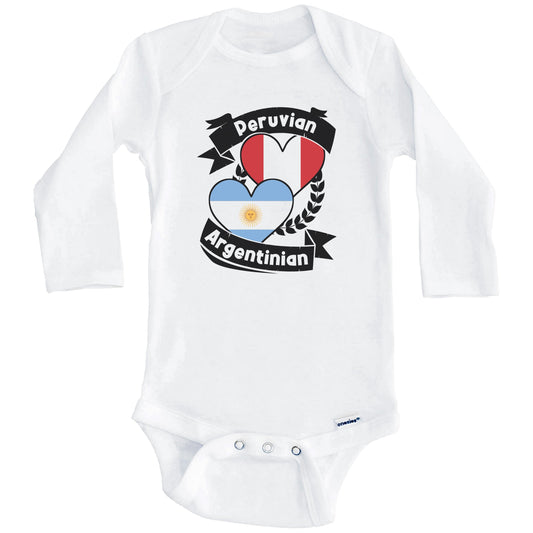 Peruvian Argentinian Heart Flags Peru Argentina Baby Bodysuit (Long Sleeves)