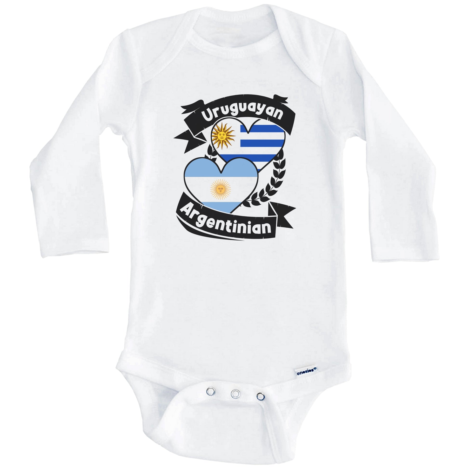 Uruguayan Argentinian Heart Flags Uruguay Argentina Baby Bodysuit (Long Sleeves)