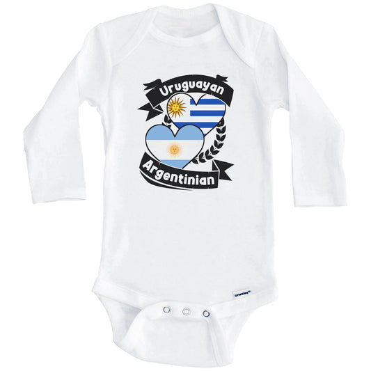 Uruguayan Argentinian Heart Flags Uruguay Argentina Baby Bodysuit (Long Sleeves)