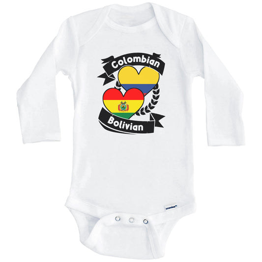 Colombian Bolivian Heart Flags Colombia Bolivia Baby Bodysuit (Long Sleeves)