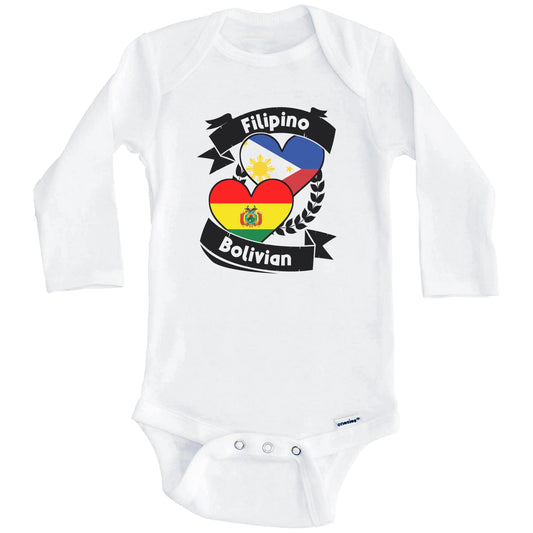 Filipino Bolivian Heart Flags Philippines Bolivia Baby Bodysuit (Long Sleeves)