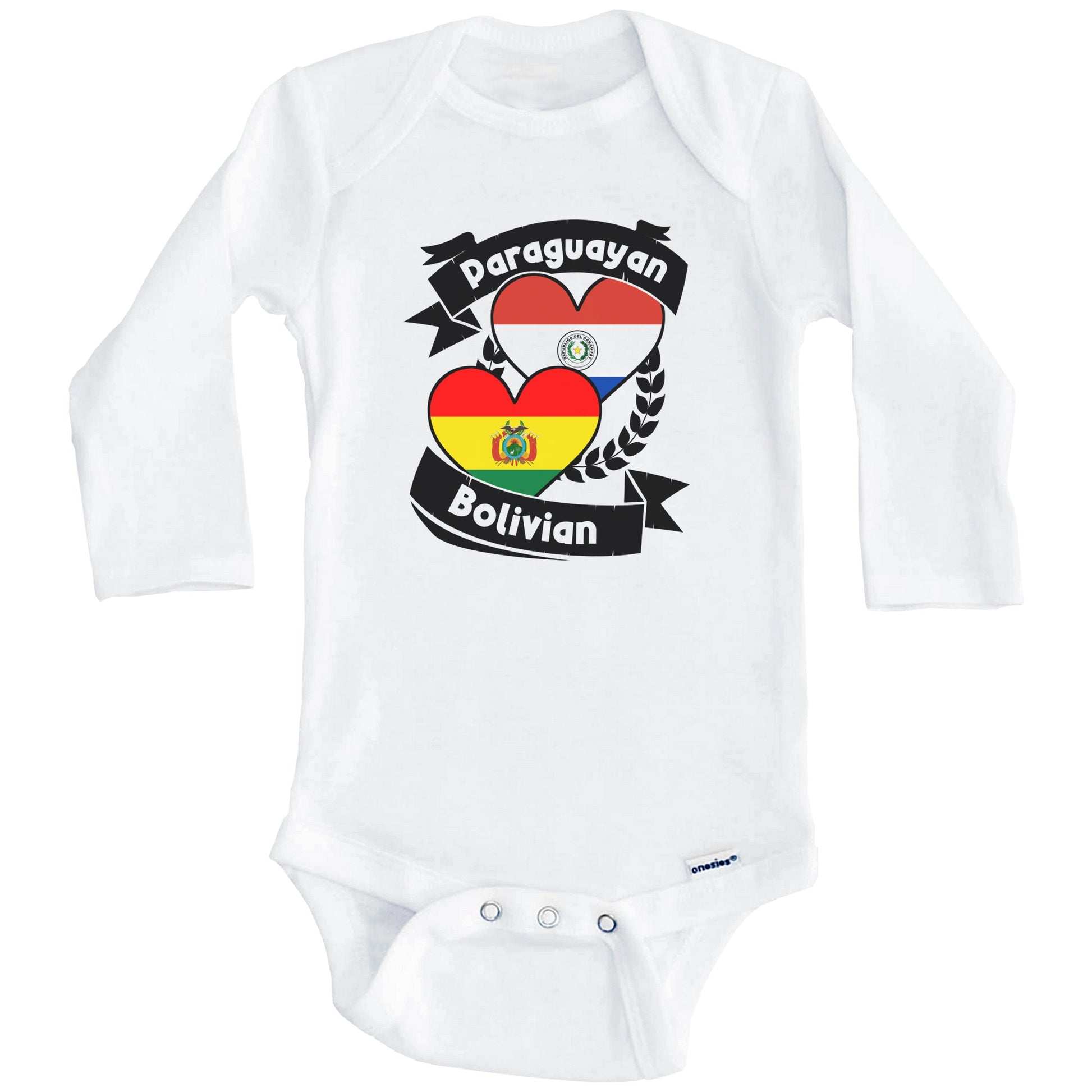 Paraguayan Bolivian Heart Flags Paraguay Bolivia Baby Bodysuit (Long Sleeves)