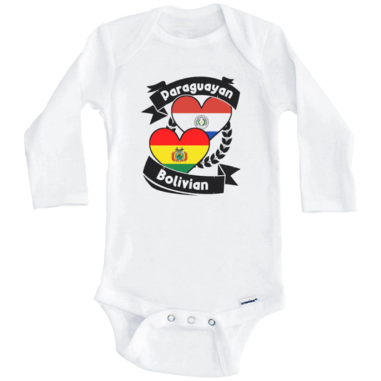Paraguayan Bolivian Heart Flags Paraguay Bolivia Baby Bodysuit (Long Sleeves)