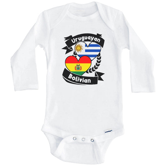 Uruguayan Bolivian Heart Flags Uruguay Bolivia Baby Bodysuit (Long Sleeves)