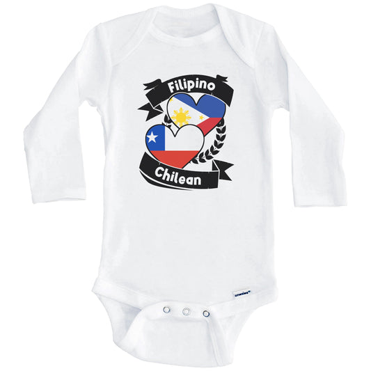 Filipino Chilean Heart Flags Philippines Chile Baby Bodysuit (Long Sleeves)
