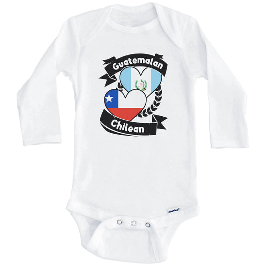 Guatemalan Chilean Heart Flags Guatemala Chile Baby Bodysuit (Long Sleeves)