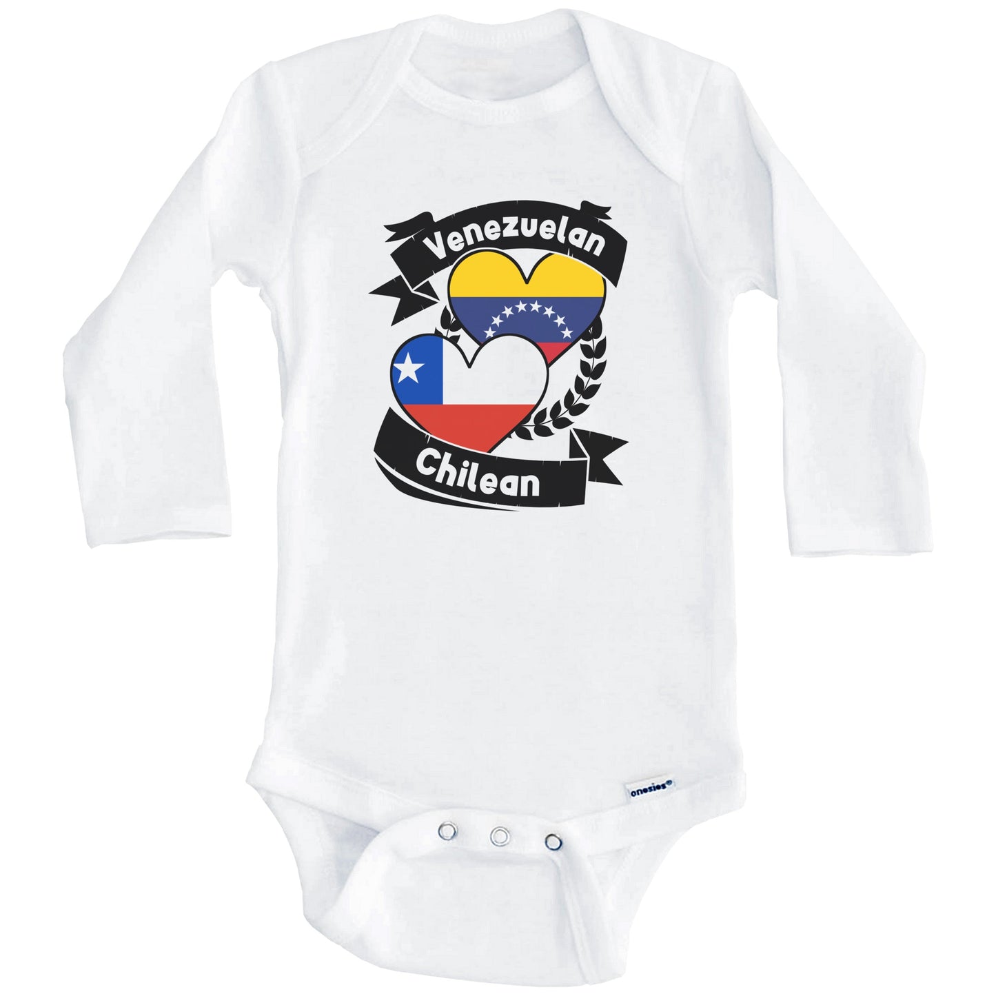 Venezuelan Chilean Heart Flags Venezuela Chile Baby Bodysuit (Long Sleeves)