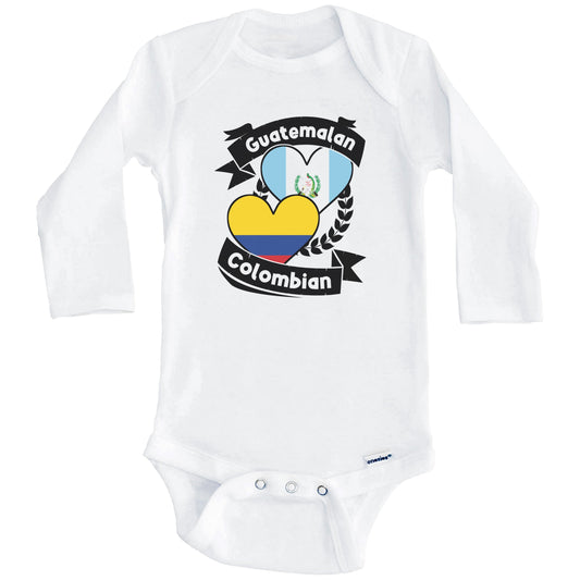 Guatemalan Colombian Heart Flags Guatemala Colombia Baby Bodysuit (Long Sleeves)