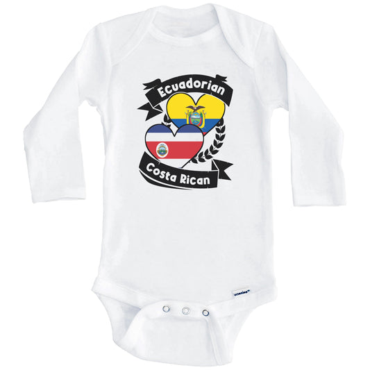 Ecuadorian Costa Rican Heart Flags Ecuador Costa Rica Baby Bodysuit (Long Sleeves)