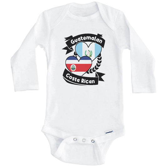 Guatemalan Costa Rican Heart Flags Guatemala Costa Rica Baby Bodysuit (Long Sleeves)