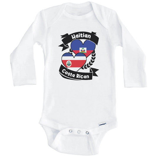 Haitian Costa Rican Heart Flags Haiti Costa Rica Baby Bodysuit (Long Sleeves)