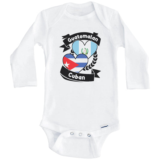 Guatemalan Cuban Heart Flags Guatemala Cuba Baby Bodysuit (Long Sleeves)