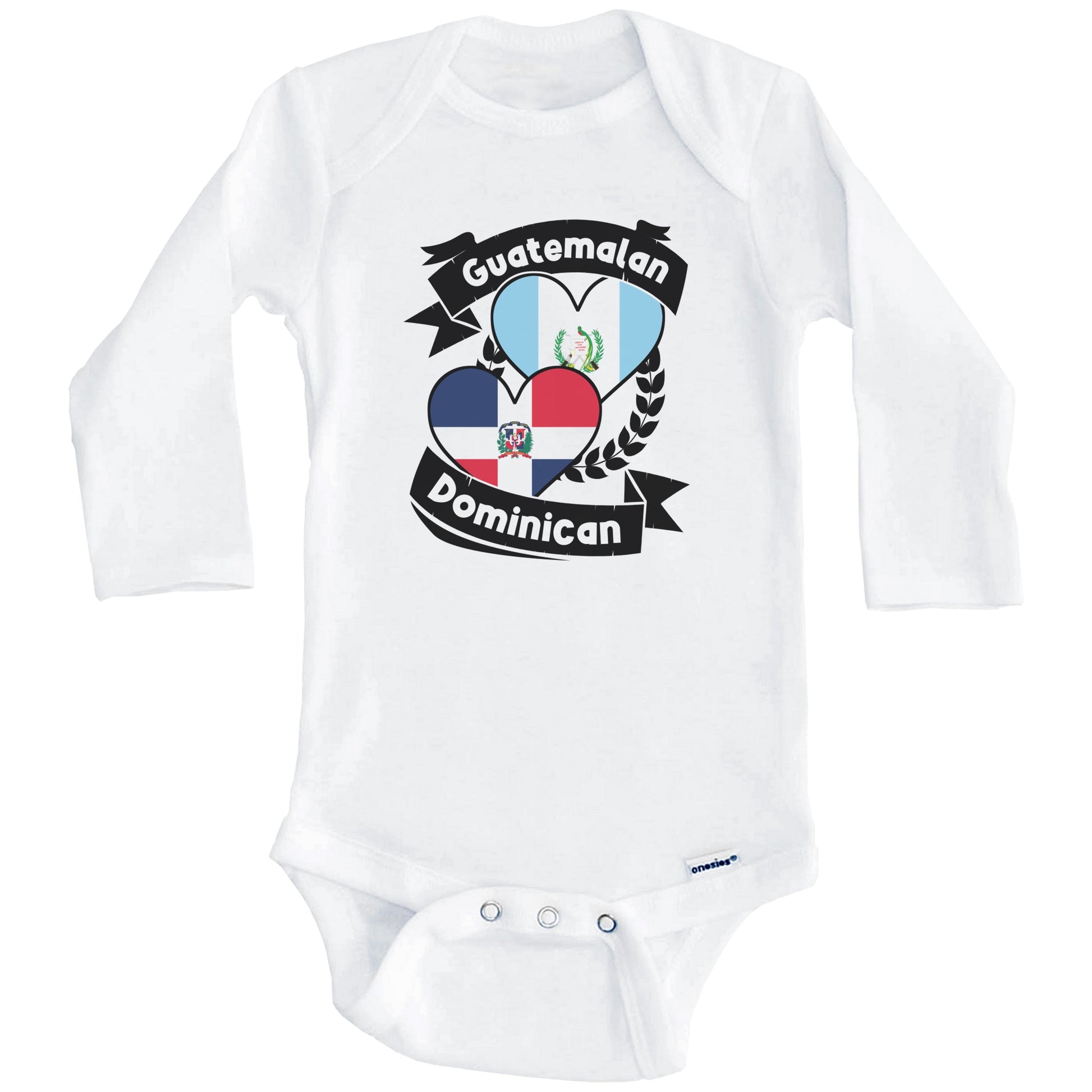 Guatemalan Dominican Heart Flags Guatemala Dominican Republic Baby Bodysuit (Long Sleeves)