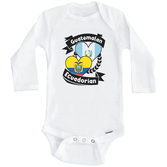 Guatemalan Ecuadorian Heart Flags Guatemala Ecuador Baby Bodysuit (Long Sleeves)