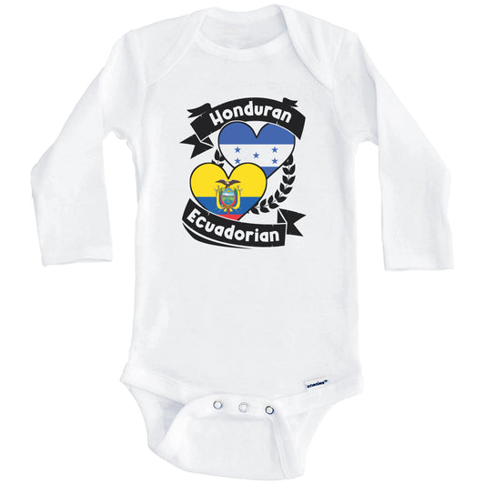 Honduran Ecuadorian Heart Flags Honduras Ecuador Baby Bodysuit (Long Sleeves)