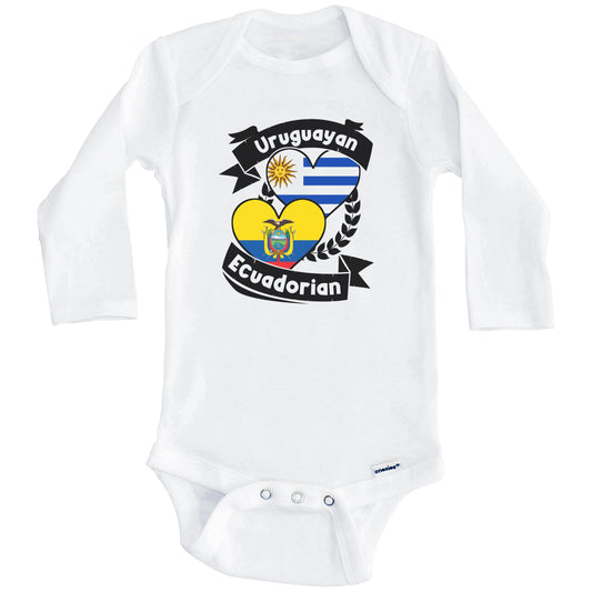 Uruguayan Ecuadorian Heart Flags Uruguay Ecuador Baby Bodysuit (Long Sleeves)