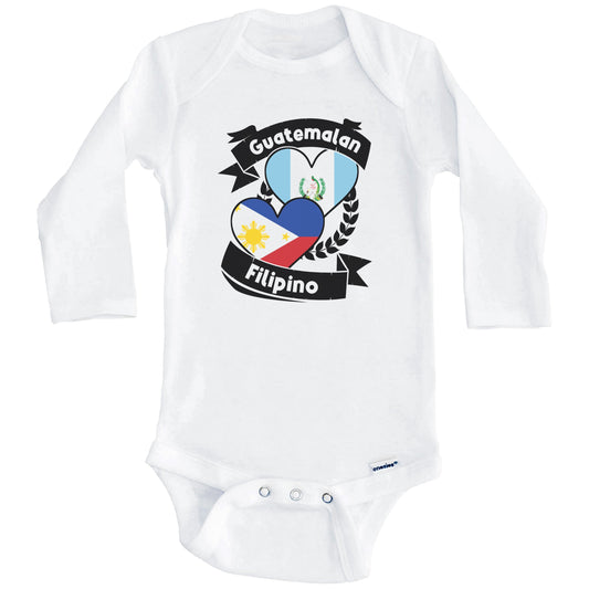 Guatemalan Filipino Heart Flags Guatemala Philippines Baby Bodysuit (Long Sleeves)